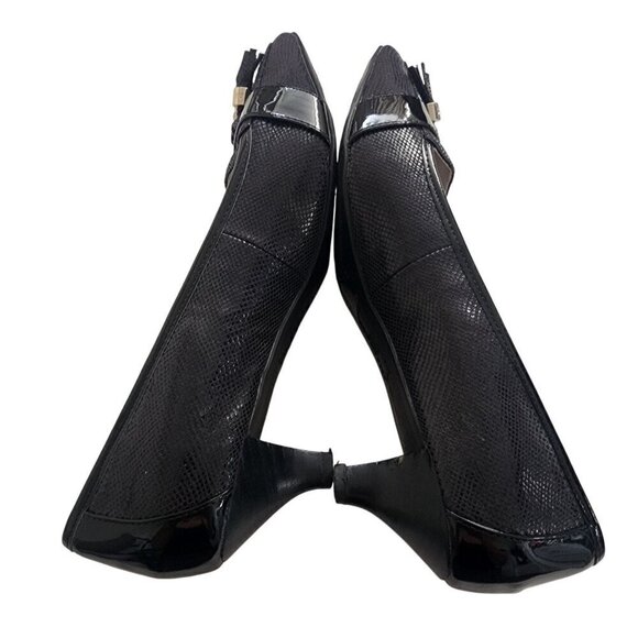 Anne Klein Kitten Heel Pointed Toe Snakeskin Tassel Loafers Size 8.5 - Picture 6 of 13